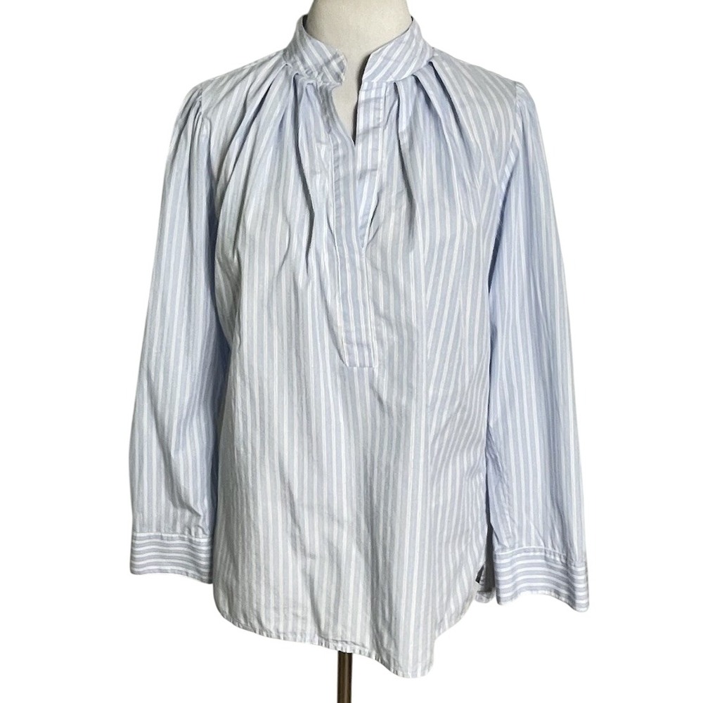 Wearcisco The Puff Shirt  Blue White Stripe Cotton Blouse  Medium USA